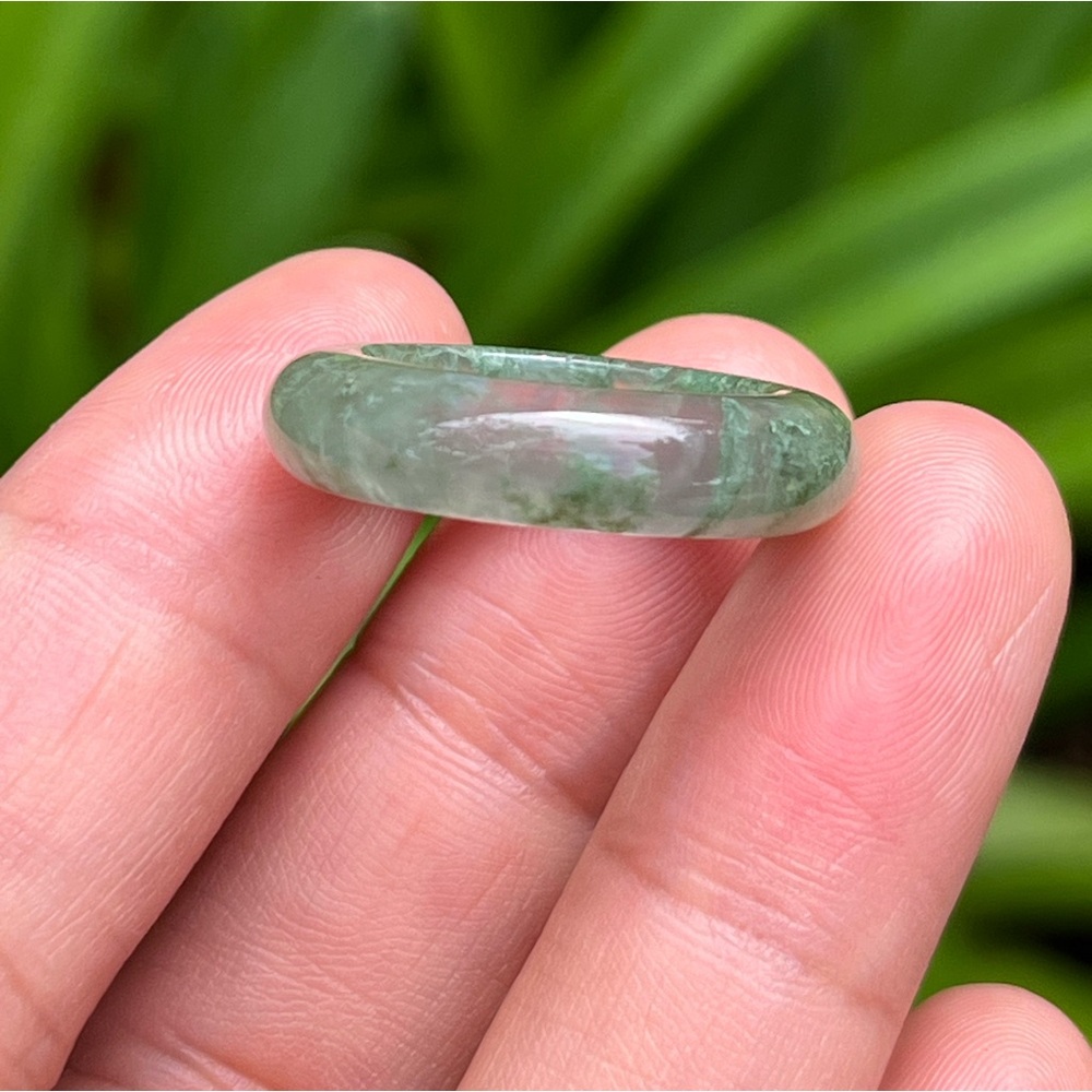 SIZE 6.75 Natural Moss Agate Band Ring 0085
